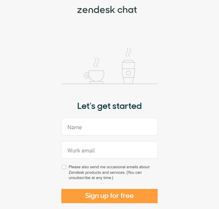 図4：Zendesk Chatアカウント登録画面