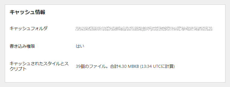 図6：Autoptimize設定「キャッシュ情報」